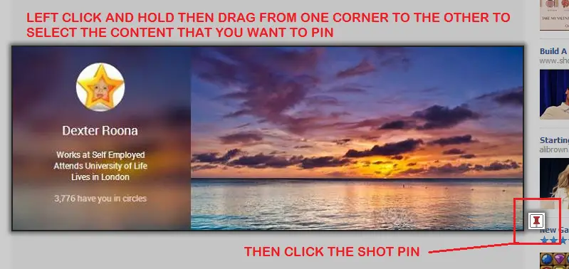 Left Click And Hold, Then Drag Open To Select The Content, Then Click The Shot Pin