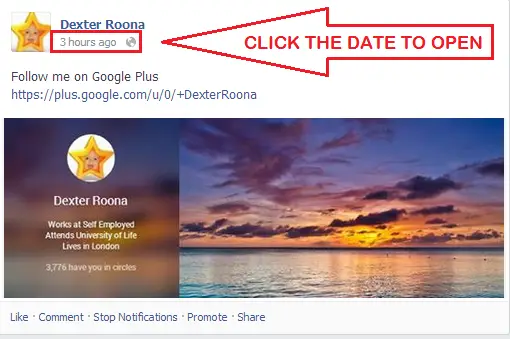 ShotPin - Click The Date To Open Your Facebook Post In A new Window Ready For Pinning