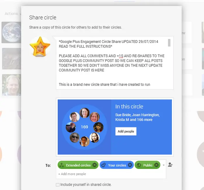 add your shared circle qualifications to the share box