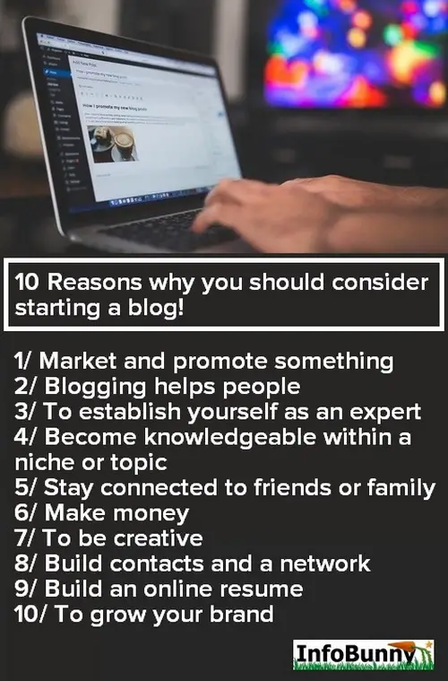 Pinterest graphic for - How to start a blog - 10 Reasons why you should consider starting a blog