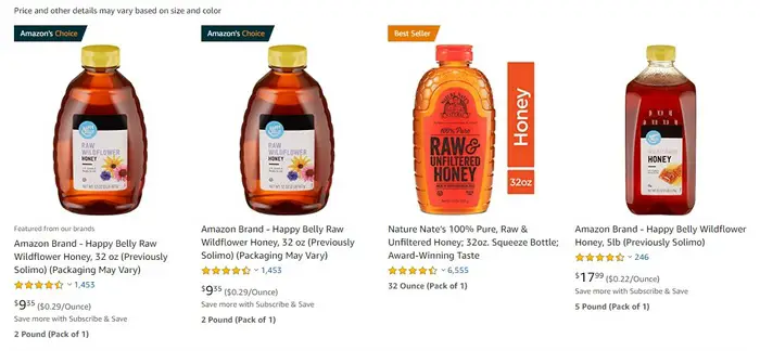 Amazon honey products