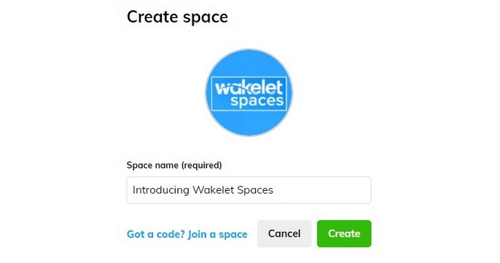 Screen capture showing - Upload a profile picture (avatar) for your Space and write a descriptive Space name.