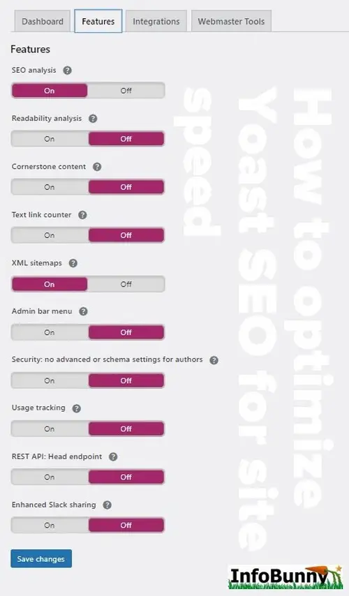 screen capture showing Yoast SEO settings - Here is how to optimizing Yoast SEO for site speed